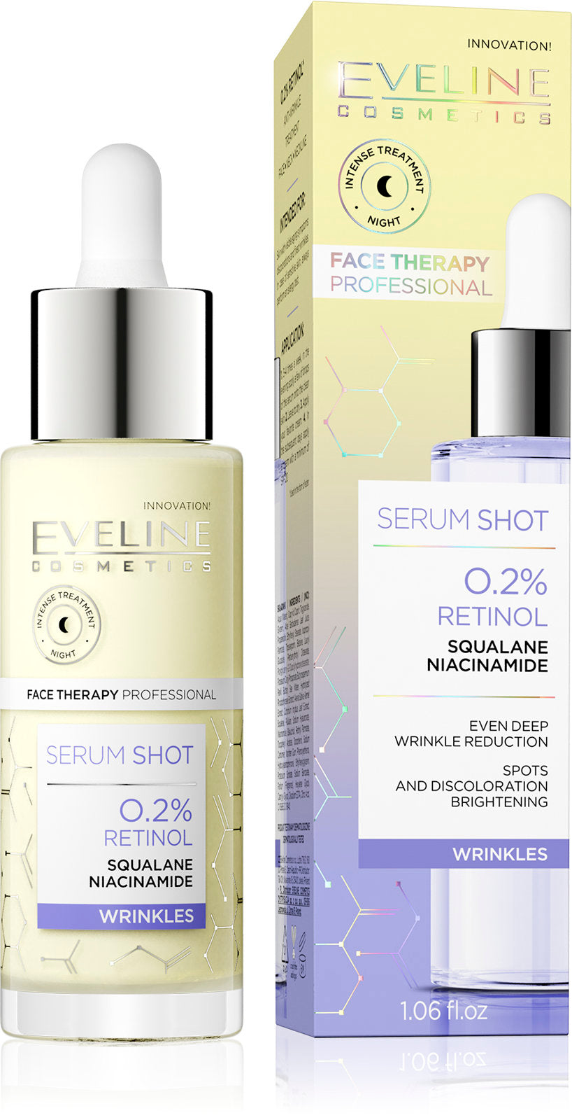 Eveline Serum Shot 0.2% Retinol Anti-Wrinkle Serum for Face Neck and Neckline 30ml