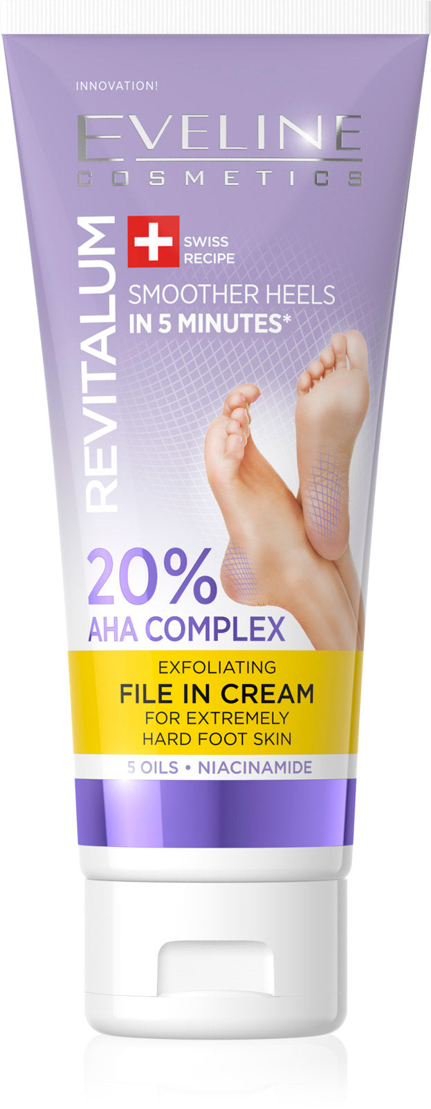 Eveline RevItalum 20% AHA Complex Exfoliating File in Cream for Extremely Hard Foot Skin 75ml