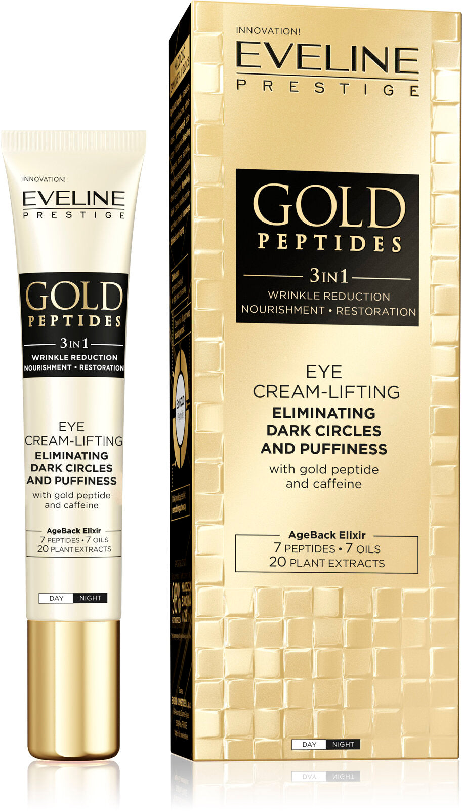 Eveline Gold Peptides 3in1 Eye Lifting Cream with Golden Peptide and Caffeine 20ml