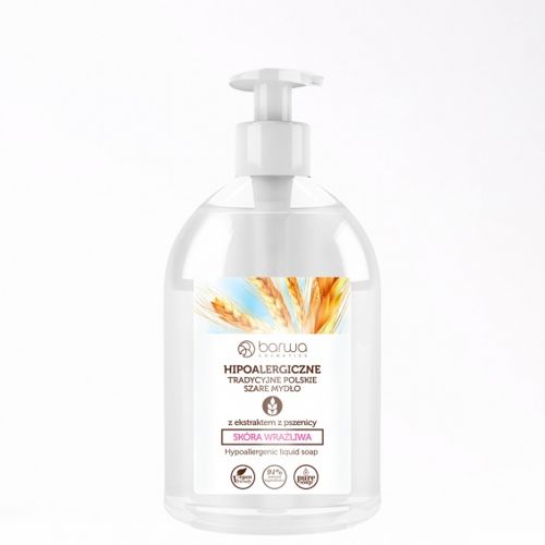 Barwa - Hipoalergiczna - Tradycyjne polskie szare MYDŁO w płynie PSZENICA 500ml 5902305003722