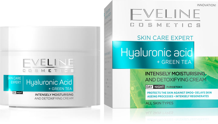 Eveline Skin Care Expert Hyaluronic Acid+Green Tea Intensly Moisturising Day and Night Cream 50ml