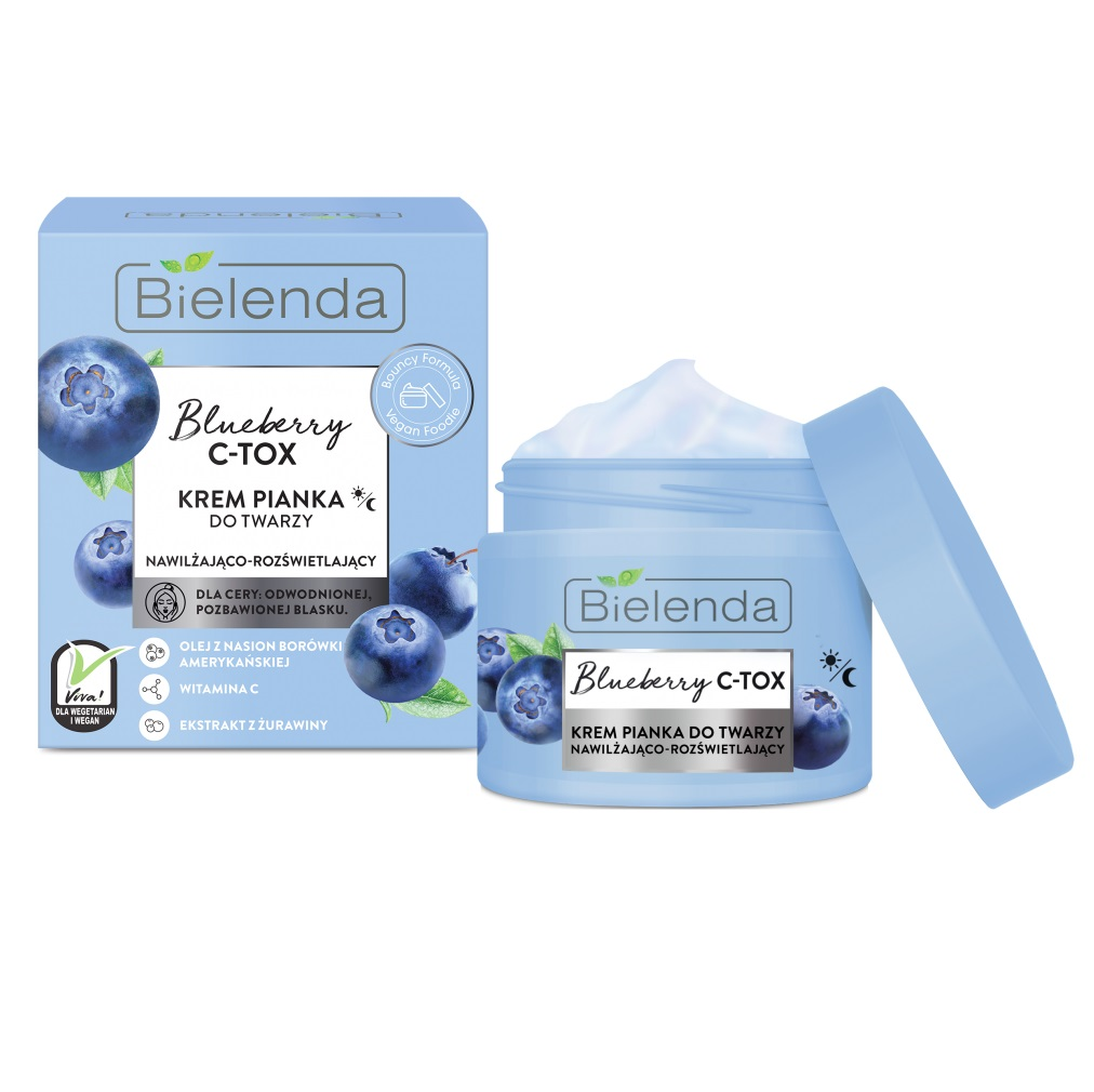 Bielenda Blueberry C-TOX Krem piankowy nawilżający i rozświetlający 40g