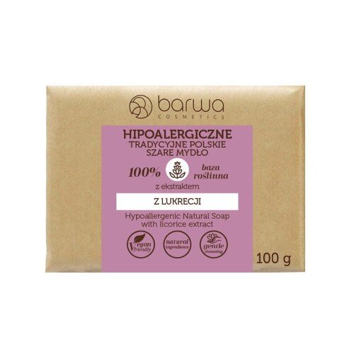 Barwa Hypoallergenic Traditional Polish Gray Soap with Licorice Extract 100g