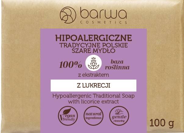 Barwa Hypoallergenic Traditional Polish Gray Soap with Licorice Extract 100g
