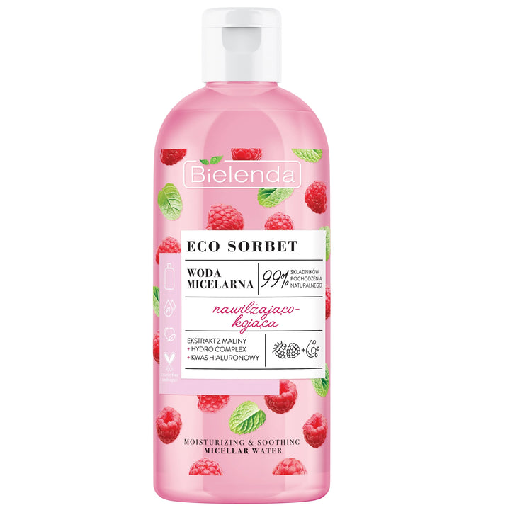 Bielenda Eco Sorbet Raspberry Moisturising Soothing Micellar Water 500ml