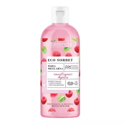 Bielenda Eco Sorbet Raspberry Moisturising Soothing Micellar Water 500ml
