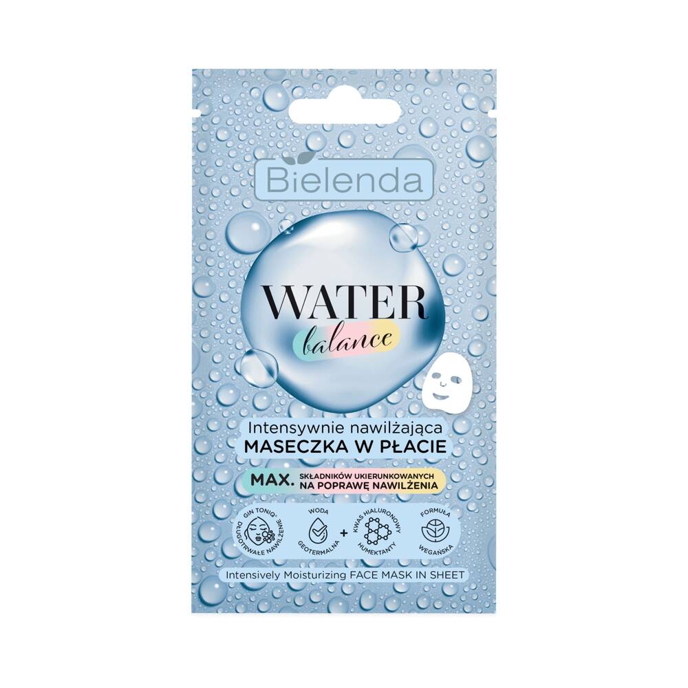 Bielenda Water Balance Intensively Moisturizing Face Mask In A Sheet 1pc