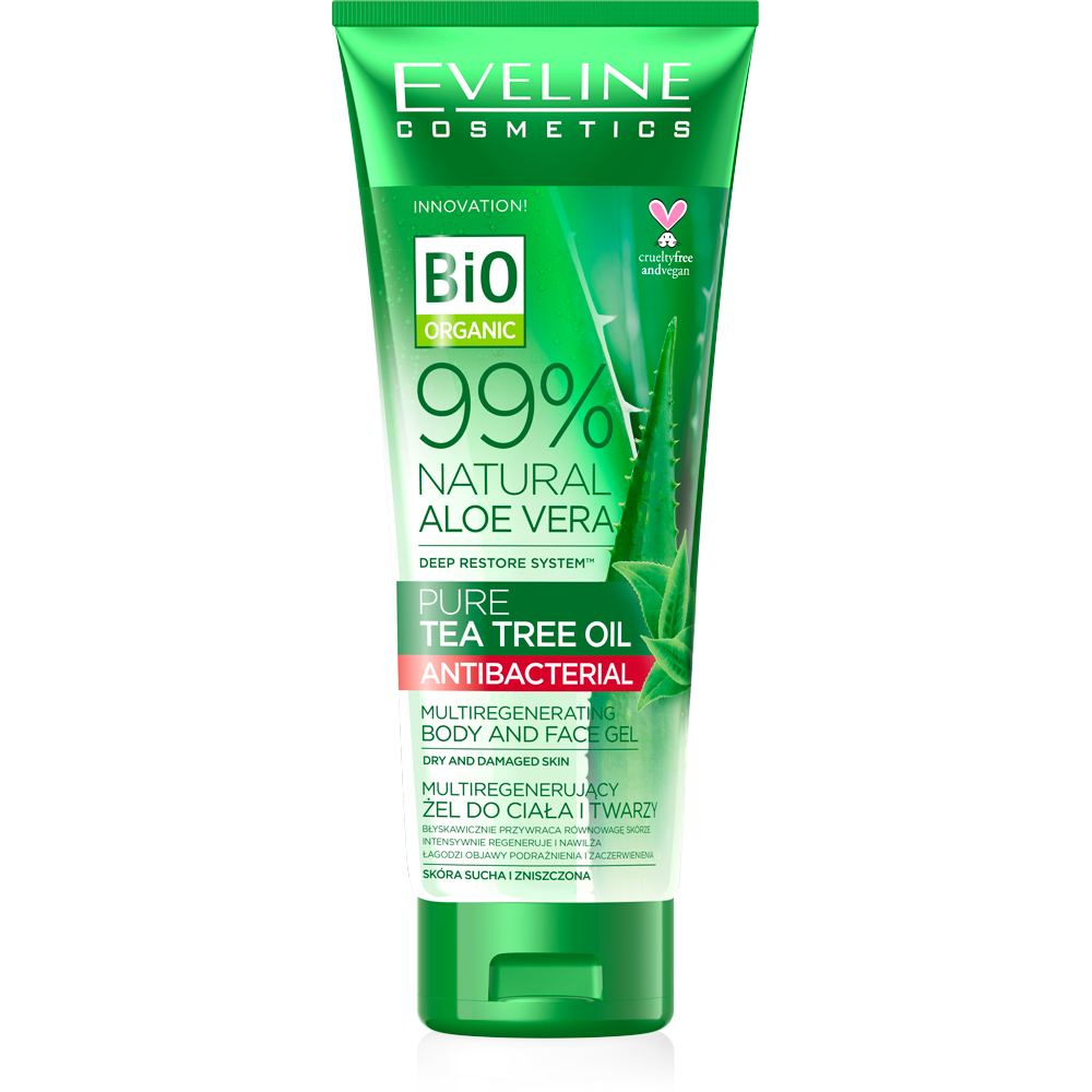Eveline 99% Natural Aloe Vera Multifunction Gel for Body and Face with Tea Tree Oil 250ml