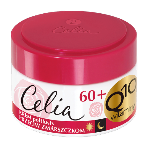 CELIA Q10 Vitamins 60 Plus Anti-Wrinkle Semi-Rich Cream with Vitamin C and Q10 – Firming and Hydration for Mature Skin 50 ml