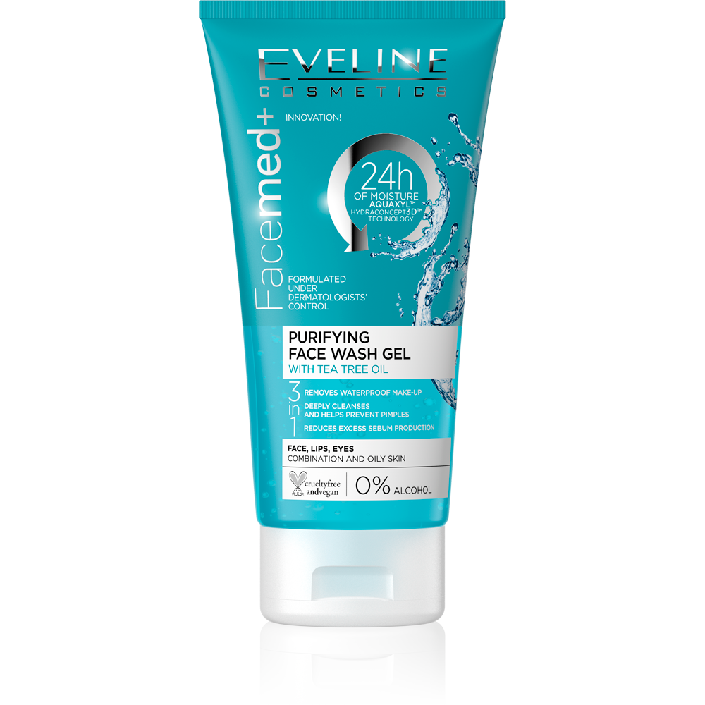 Eveline FaceMed+ Purifying Face Wash Gel with Tea Tree Oil for Combination and Oily Skin 150ml