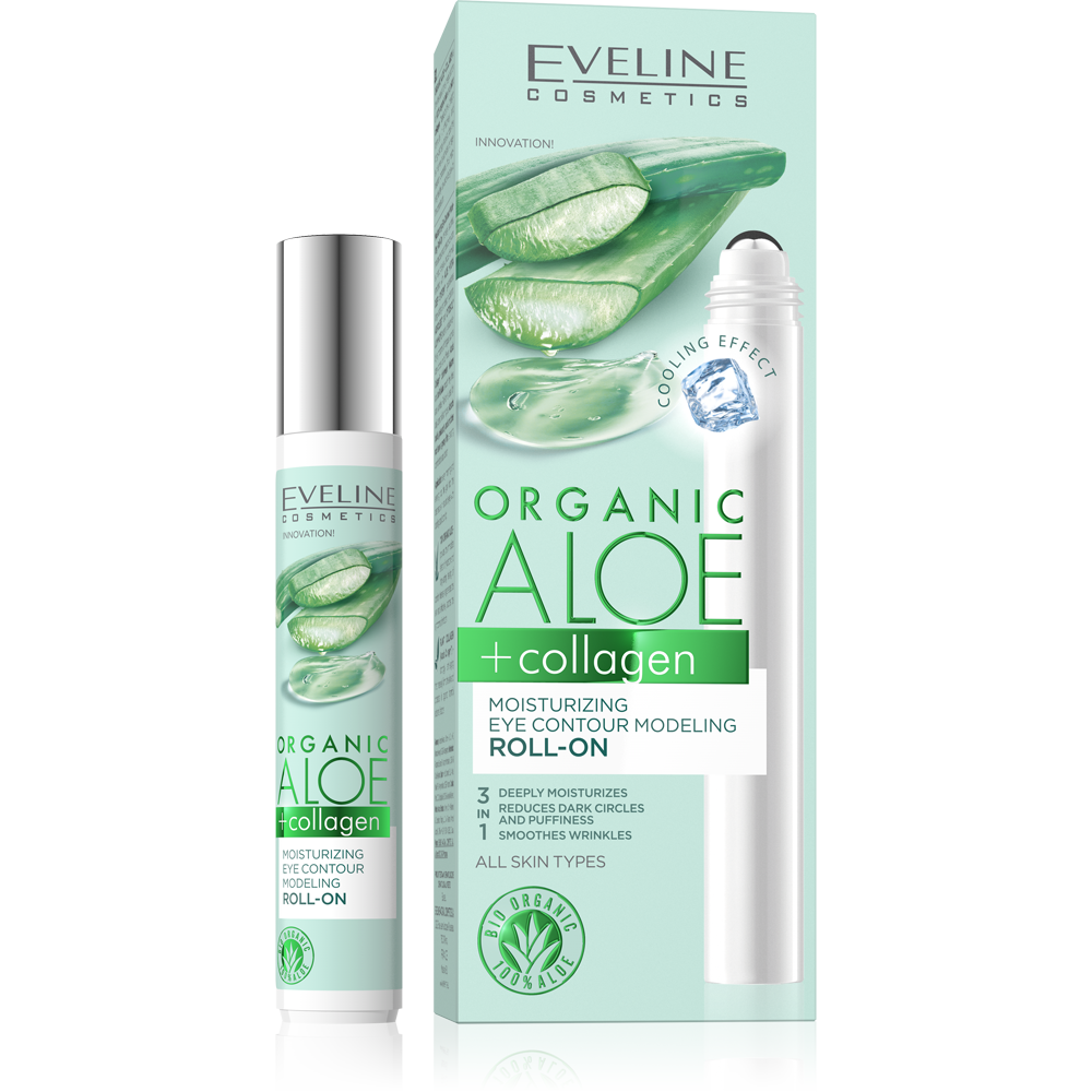Eveline Organic Aloe + Collagen Vegan Moisturizing Roll-on Modeling Eye Contour 15ml