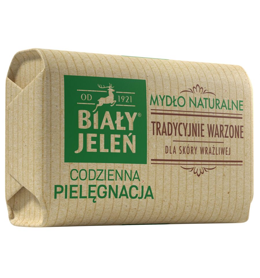 Biały Jeleń - Premium - Hypoallergenic natural SOAP with FLAX for sensitive skin CUBE 100g 5900133006168
