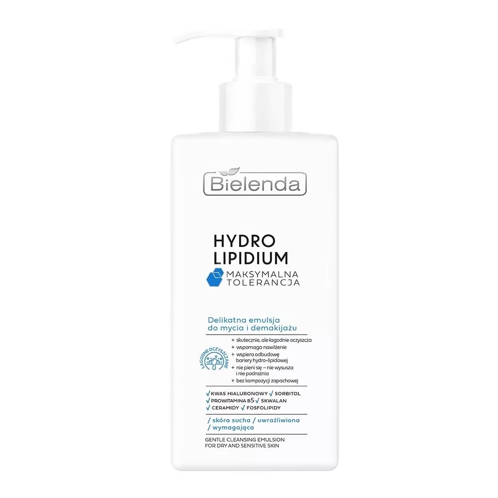 Bielenda Hydro Lipidium Maximum Tolerance Delikatna Emulsja Do Mycia Twarzy Do Demakijażu 300ml