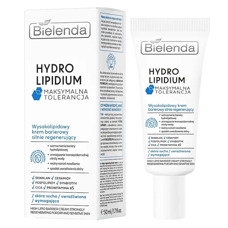Bielenda Hydro Lipidium Maximum Tolerance Regenerating Barrier Cream For Dry And Sensitive Skin 50ml