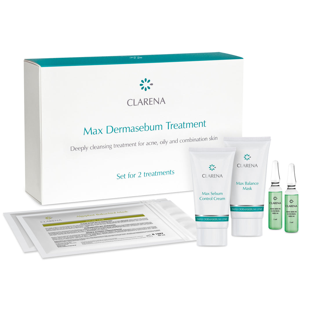 Clarena Max Dermasebum Deeply Cleansing Treatment for Acne, Oily and Combination Skin 2 Treatments Set
