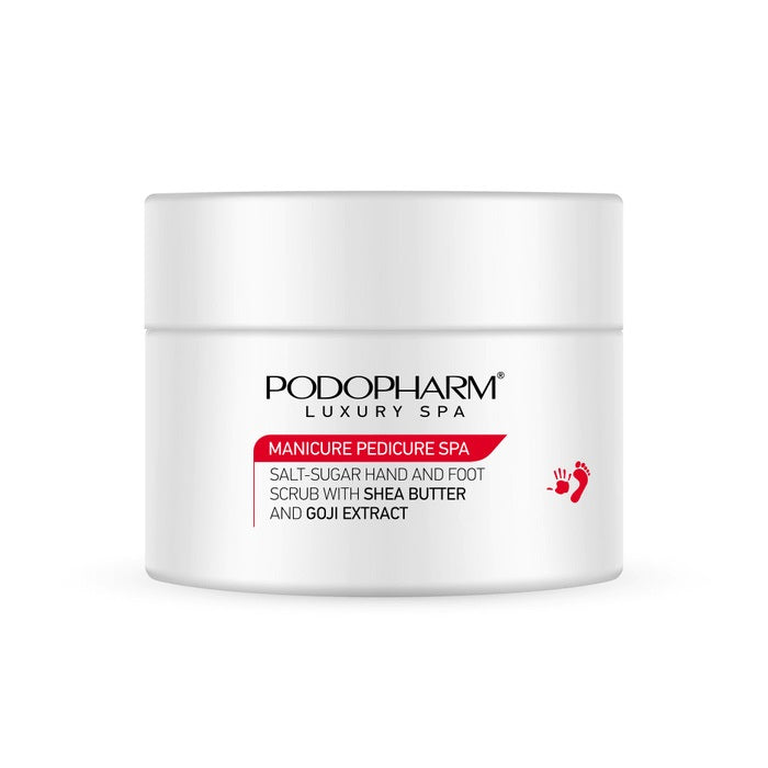 Podopharm Luxury Spa Salt and Sugar Scrub for Hands and Feet with Shea Butter and Goji 300g