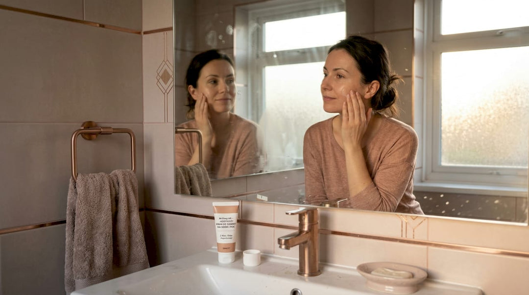 Woman morning Polish skincare at home