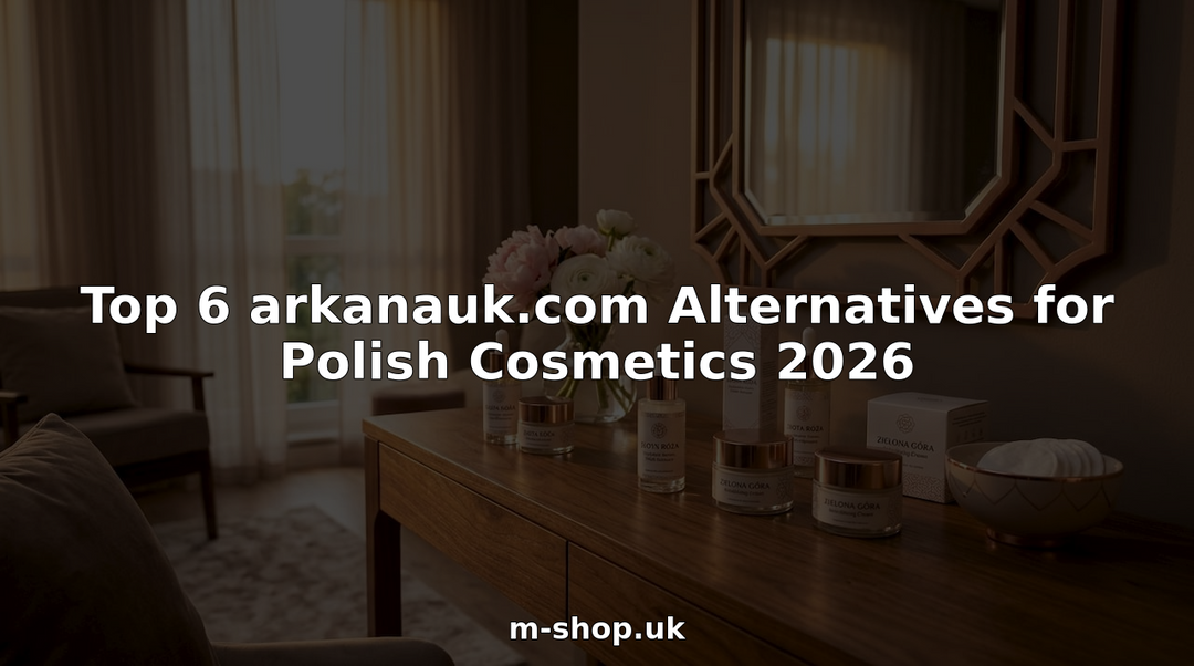 Assorted Polish skincare products on wooden vanity