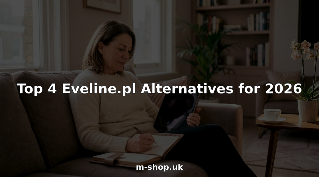 Woman browsing skincare products on tablet at home