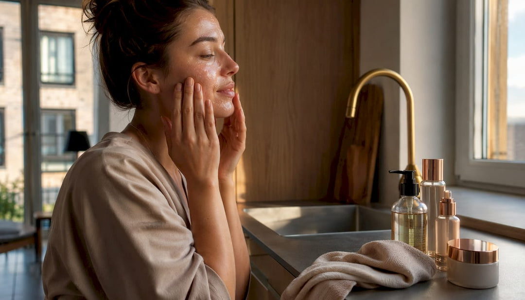 Woman applying oil-based makeup remover