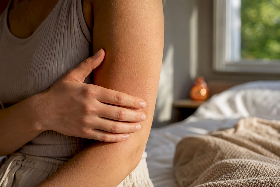 Upper arm showing subtle keratosis pilaris texture