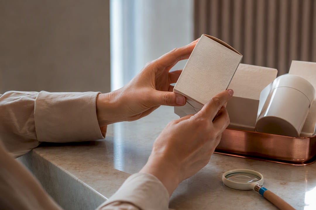 Inspecting anonymous cosmetic packaging label