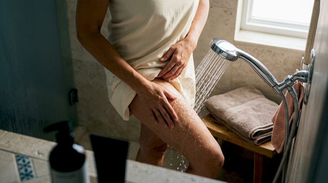 Woman practising gentle external intimate washing