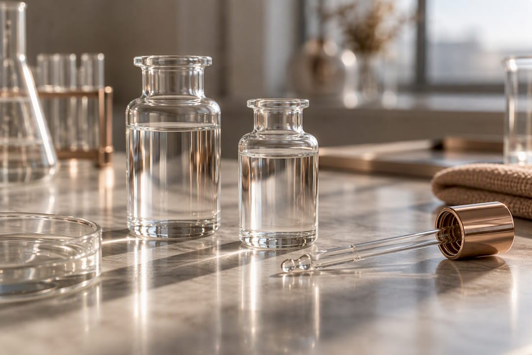 Anonymous oil samples in beauty laboratory