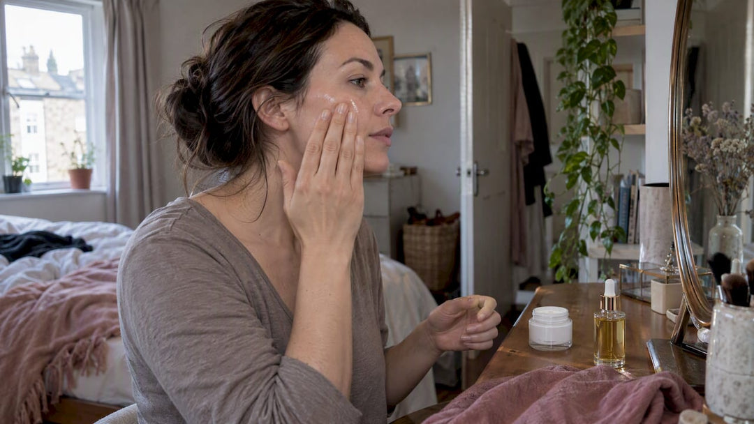 Woman applying face oil over moisturiser