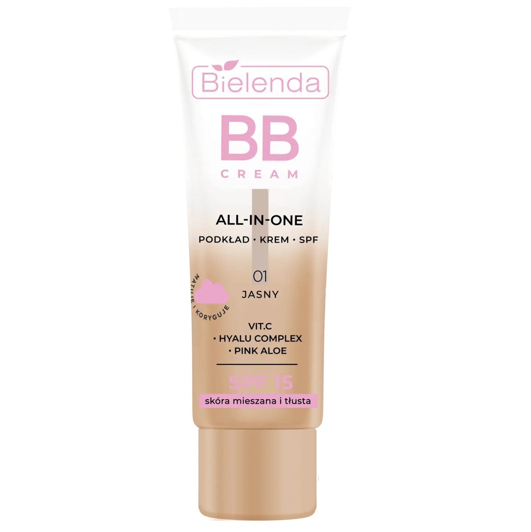 Bielenda BB Cream All In One Do Skóry Mieszanej I Tłustej 01 Light SPF15 30g