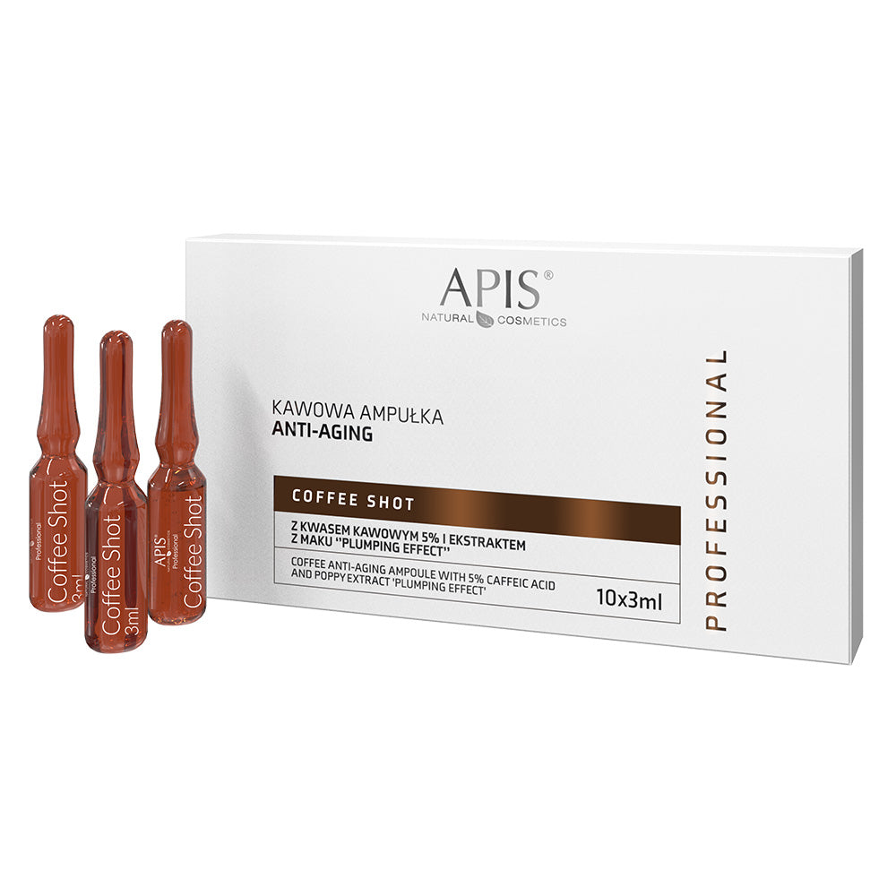 Apis Professional Coffee Anti Aging Ampoule z 5% kwasem kawowym i ekstraktem z maku "Plumping Effect" 10x3ml