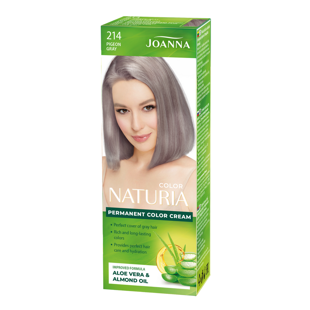 Joanna Naturia Permanent Hair Color Paint Care Shine Dye No, 214 Pigeons Gray 100ml