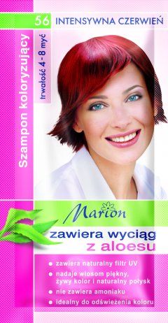 Marion - (ZUŻYĆ DO 31/07/23) Szampon koloryzujący 4-8 myć 56 INTENSYWNA CZERWIEŃ z wyciągiem z aloesu 40 ml 5902853000563