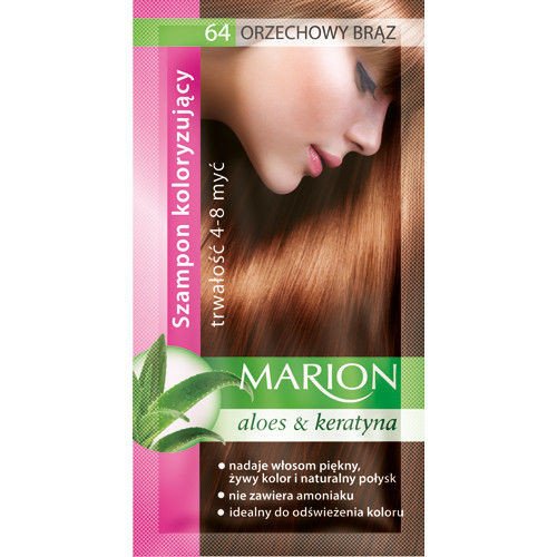 Marion - Szampon koloryzujący 4-8 myć 64 ORZECHOWY BRĄZ z wyciągiem z aloesu 40 ml 5902853000648