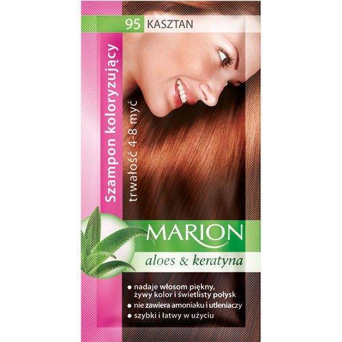 Marion - Szampon koloryzujący 4-8 myć 95 KASZTAN z wyciągiem z aloesu 40 ml 5902853005506