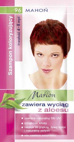 Marion - Szampon koloryzujący 4-8 myć 96 MAHOŃ z wyciągiem z aloesu 40 ml 5902853005308