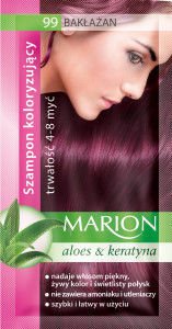 Marion - (ZUŻYĆ DO 31/08/23) Szampon koloryzujący 4-8 myć 99 BAKŁAŻAN z wyciągiem z aloesu 40 ml 5902853000990