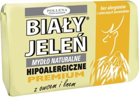 Biały Jeleń - Premium - Hipoalergiczne MYDŁO NATURALNE Z OWSZEM (żółte) KOSTKA 100g 5900133009398