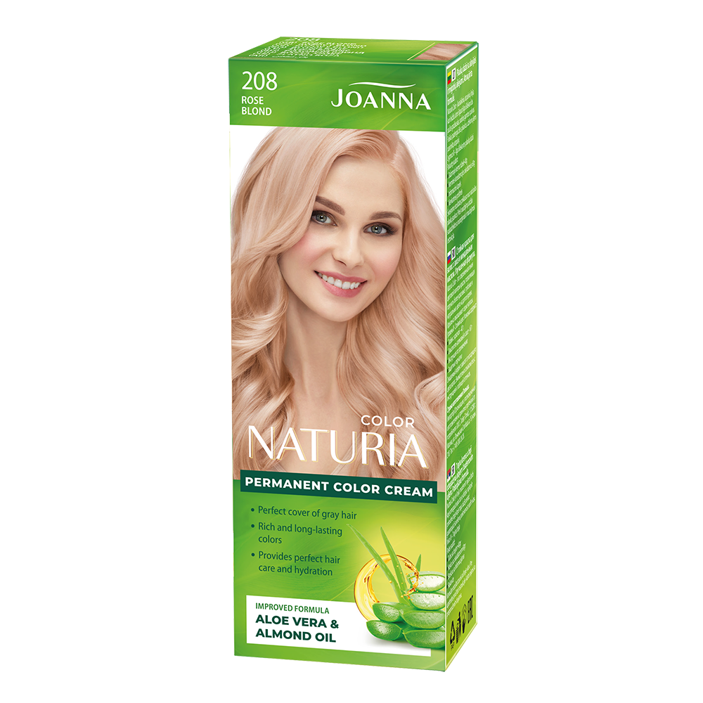 Joanna Naturia Permanent Hair Color Dye Care Shine No. 208 Rose Blonde 100ml