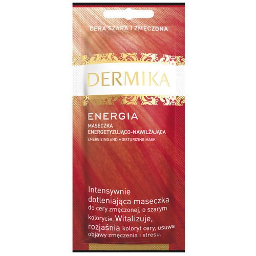 Dermika - Beauty Masks/Maseczki Piękności - ENERGIA - Energetyzująca i nawilżająca maska ​​do twarzy i szyi dla zmęczonej, szarej skóry/Maseczka energetyzująco - nawilżająca na twarz i szyję skóry głowy, szara 10ml 5902046370084