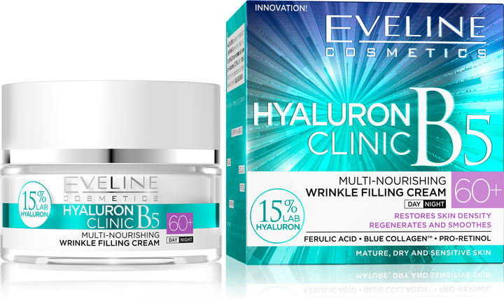 Eveline Hyaluron Clinic B5 Concentrated Anti-Wrinkle Cream 60+ for Day and Night for Mature Skin 50ml