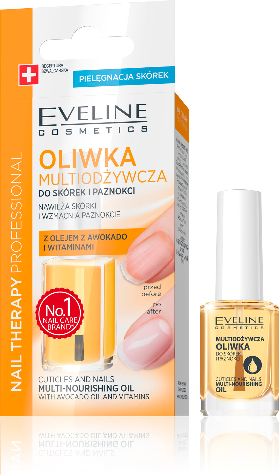 Eveline - Nail Therapy - Skórki i paznokcie OLEJEK MULTI-ODŻYWCZY z olejem awokado i witaminami 12ml 5907609335623