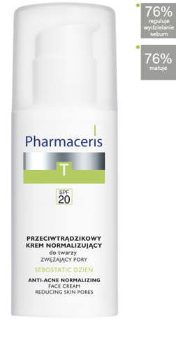 Pharmaceris T - SEBOSTATIC DAY - ANTI-ACNE NORMALIZUJĄCY krem ​​do twarzy SPF 20 zwęża pory skóry 50 ml 5900717142213