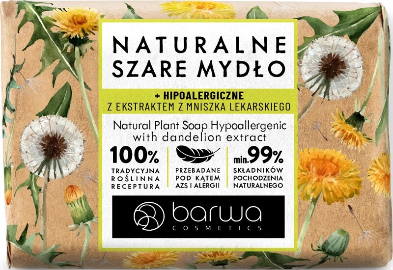 Barwa Natural Gray Hypoallergenic Soap with Dandelion Extract 90g