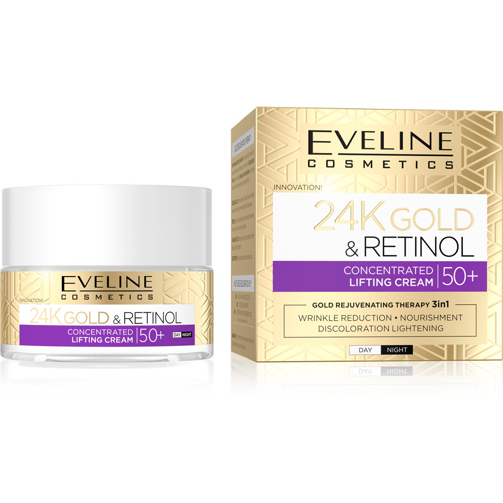 Eveline 24K Gold & Retinol Concentrated Lifting Cream 50+ for Day and Night 50ml