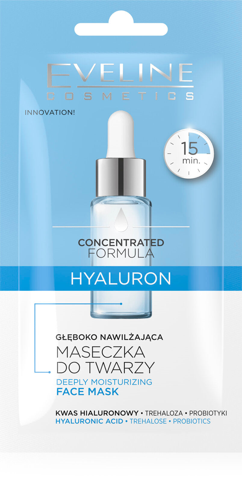 Eveline Concentrated Formula Hyaluron Deeply Moisturizing Face Mask for Dry and Dehydrated Skin 8ml