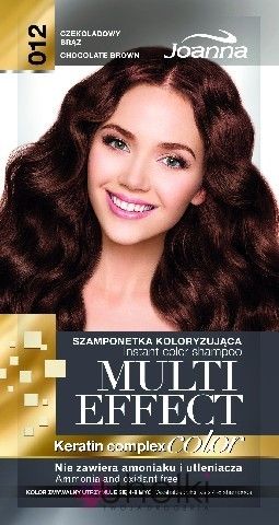 Joanna - (ZUŻYĆ DO 31.03.24) Multi Color Effect Keratin Complex - Szamponetka 012 CZEKOLADOWY BRĄZ 35g 5901018015220