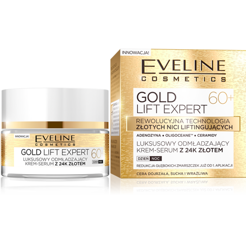 Eveline Gold Lift Expert Luxurious Rejuvenating Cream-Serum with 24k Gold 60+ for Day and Night 50ml