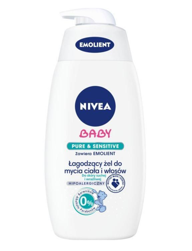 Nivea Baby - PURE &amp; SENSITIVE - Łagodzący żel do użytku domowego i pielęgnacji niemowląt zawiera EMOLIENT 500ml 5900017041100 