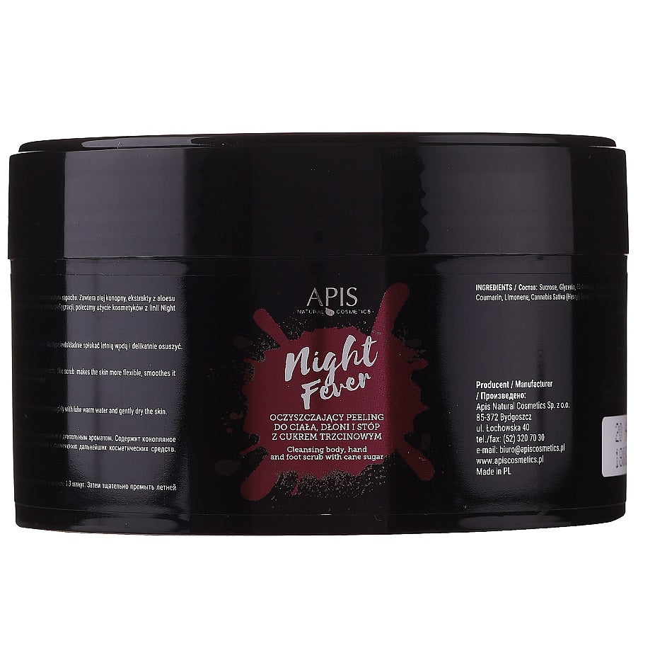 Apis Night Fever Cleansing Body Hand and Foot Scrub z cukrem trzcinowym 250g